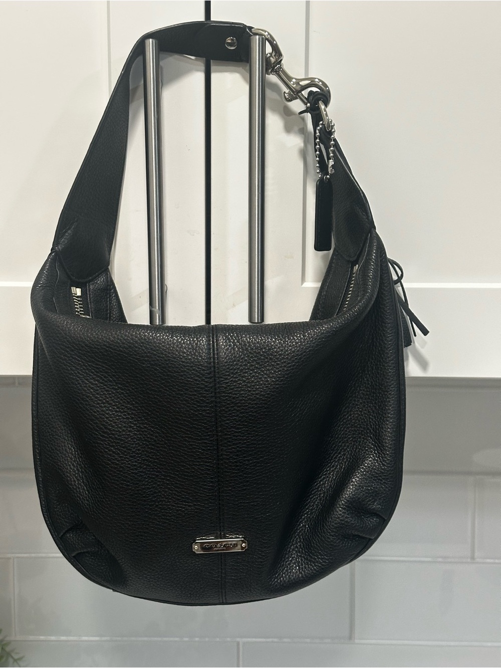 Coach Avery Vintage Black Pebbled Leather Hobo Shoulder Bag Purse Handbag - Picture 2 of 13